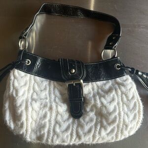 New York & Company Black and White Knit Shoulder Bag